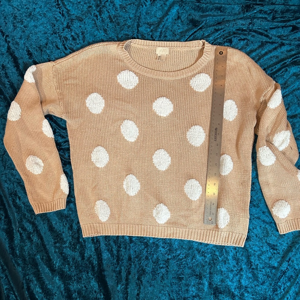 H&M Polka Dot Crewneck Sweater Size S Cream and White